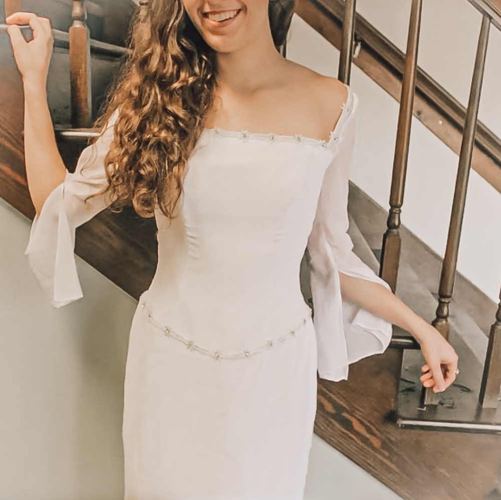 Lovely Boho Wedding Dress - Vintage Minimalist Gown - Spring Wedding Dress